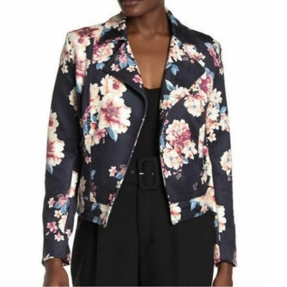 Philosophy floral faux leather moto jacket